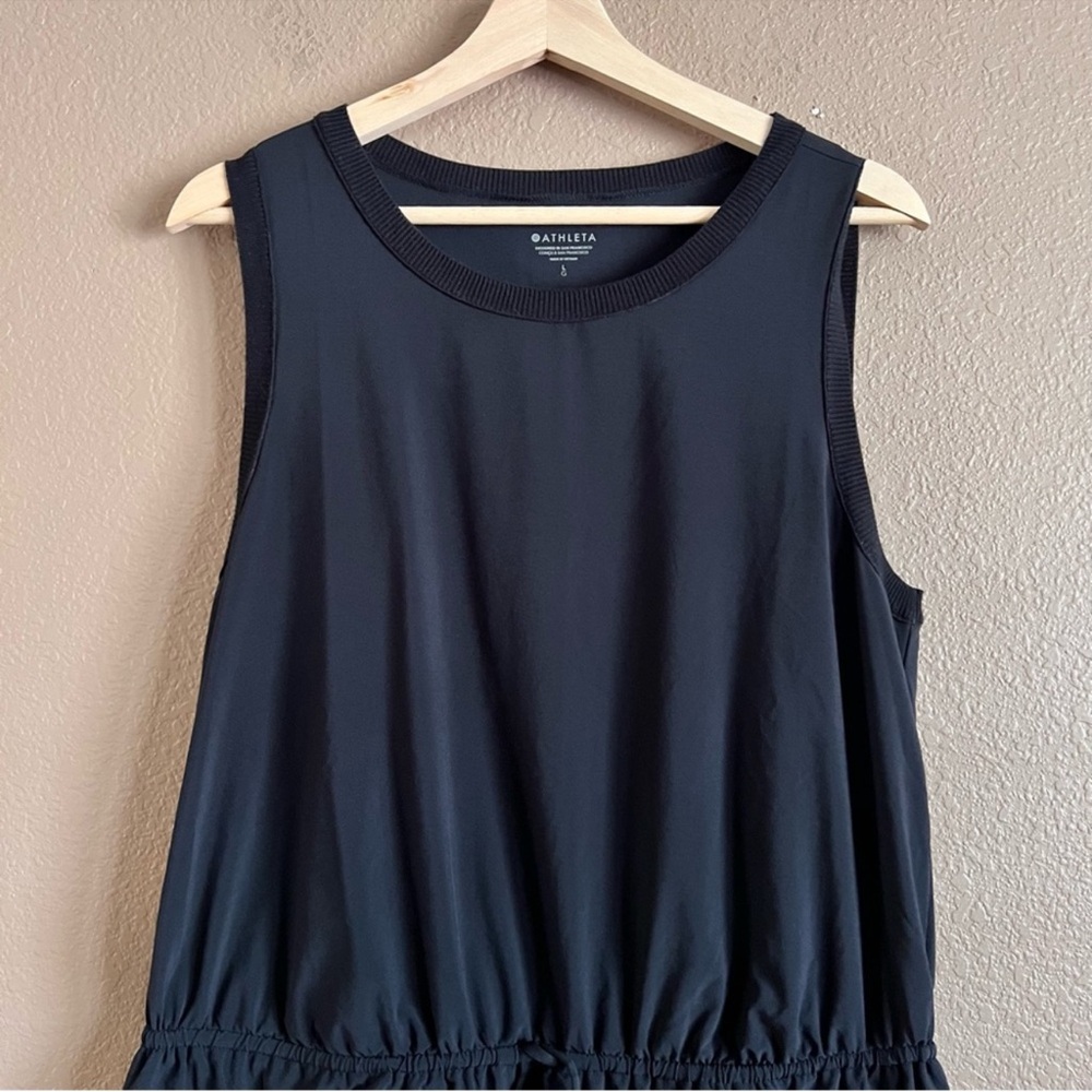 Athleta Rincon Black Athleisure Drawstring Dress Size Large